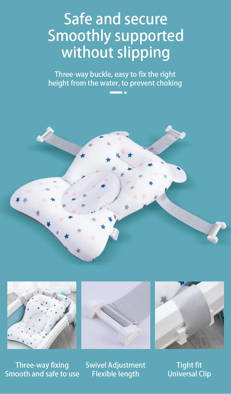 Baby Bath Support Pad Foldable Floating Seat Adjustable Newborn Bathing Cushion Infant Safety Net Hammock