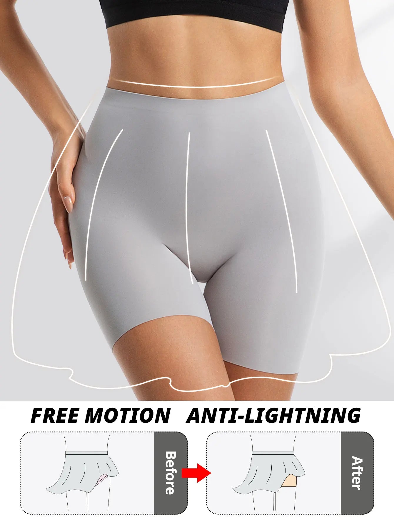 Flarixa Seamless High Waist Shorts Panties For Women Tummy Control Hip Lift Ice Silk Safety Pants Underwear Boyshorts Boxer