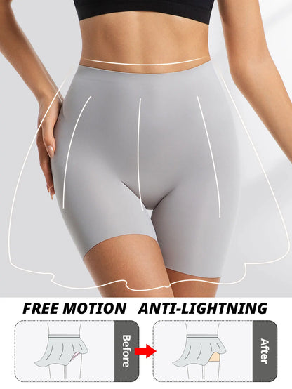 Flarixa Seamless High Waist Shorts Panties For Women Tummy Control Hip Lift Ice Silk Safety Pants Underwear Boyshorts Boxer