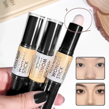 Double-ended  Face Foundation Concealer Pen, highlighter, waterproof and sweatproof, high nose bridge, face slimming for Makeup