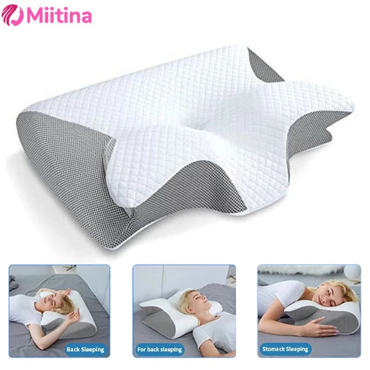 Sleep Memory Neck Pillow Butterfly Slow Rebound Comfortable Memory Foam Sleep Pillow Cervical Orthopedic Neck Massage Bed Pillow