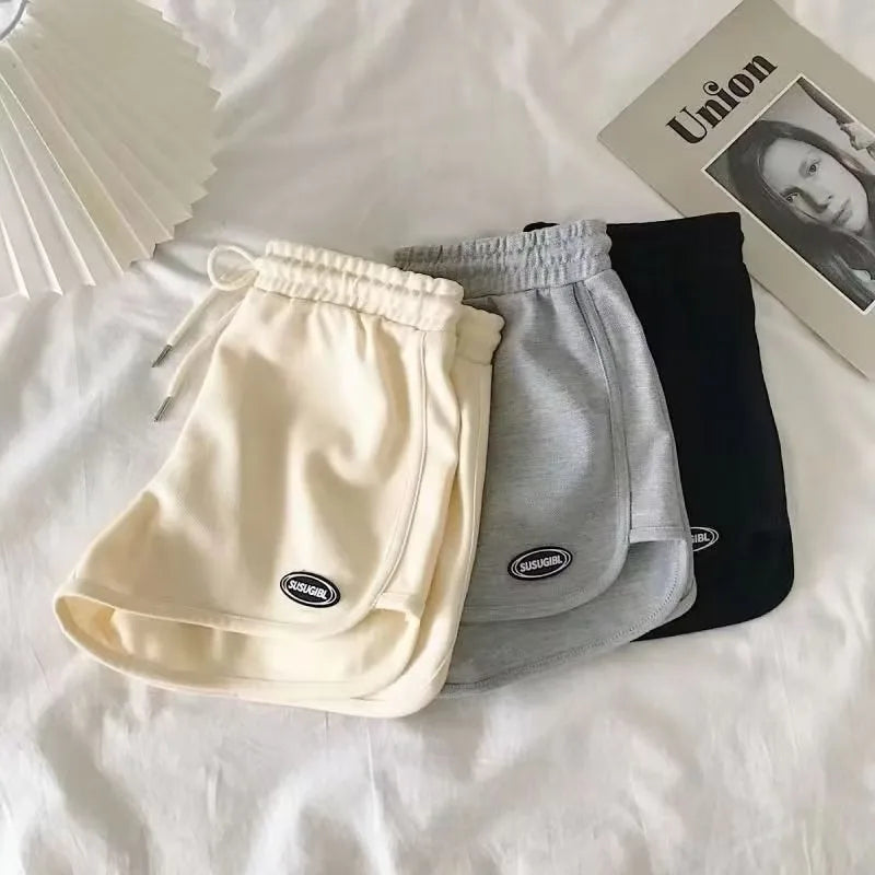 Women Casual Drawstring Sports Shorts Summer Thin High Waist Yoga A-line Shorts Loose Women Running Straight Trousers