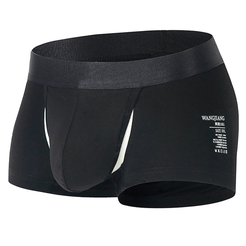 Open Front Underwear Men Cotton Sexy Men's Boxer Shorts Panties Breathable Pouch Bulge Underpants Male