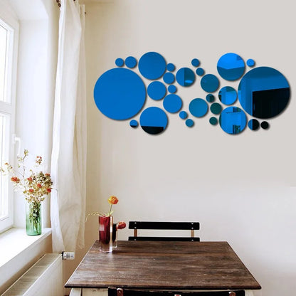 26pcs Round Acrylic Mirror Stickers - Self-Adhesive Removable Bathroom/Kitchen Wall Decor, Shatterproof Tile Art for Ceramic