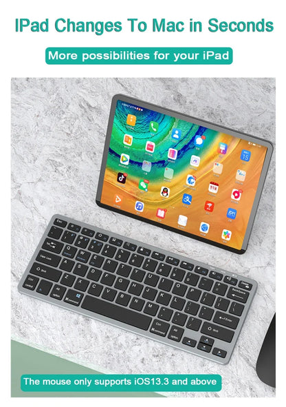 Bluetooth 5.0 &2.4G Wireless Keyboard and Mouse Combo Mini Multimedia Keyboard Mouse for Computer Laptop PC iPad Macbook Android