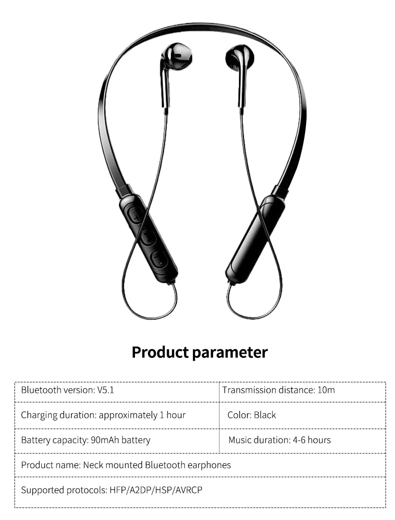 1PC G07 Wireless 9D Bluetooth Headset NeckHanging Stereo Noise Reduction Universal 5.0 Sports Headset Microphone