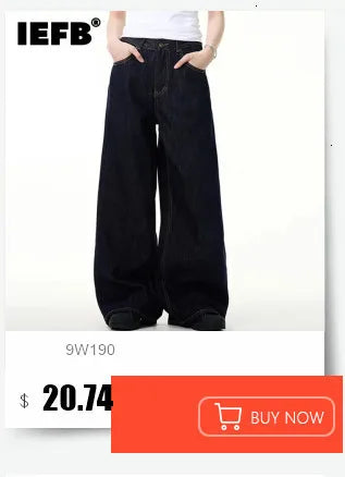 IEFB 2024 Autumn Men Denim Pants Straight Droop Vintage Loose Bottom Straight Wide Leg Casual Male Trousers Korean Style 9C1519