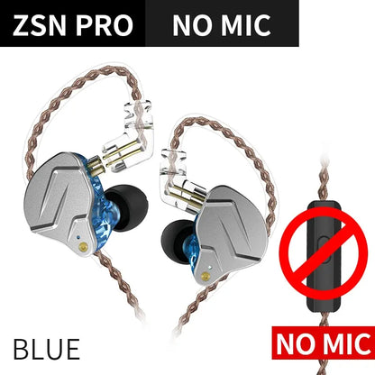 KZ ZSN PRO 1BA 1DD Hybrid Drive In Ear Earphones HIFI Metal Bass Earbud Sport Music Headset Replaceable