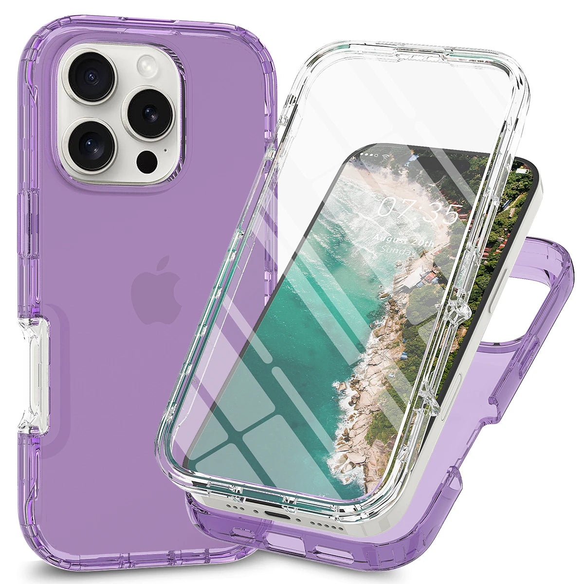 Full Coverage Case for iPhone 16 Pro Max iPhone16 16Plus 16Pro Funda Transparent TPU/PC 360 Degree Armor Shockproof Phone Cover