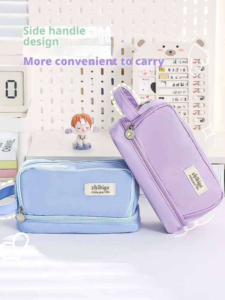 Pencil Bag for School Students with Large Capacity Multi-functional Pen Case Macaron Color Matching Cute Pencil Case