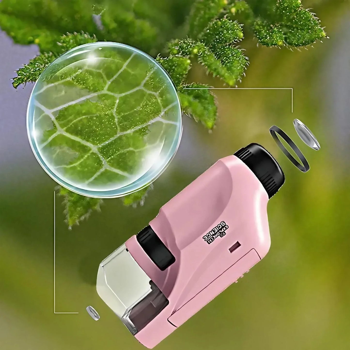 Portable Handheld 60X-100X Magnification Microscope Optical Lens Scientific Observation Tool