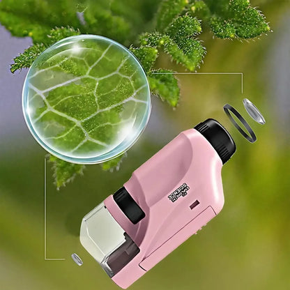 Portable Handheld 60X-100X Magnification Microscope Optical Lens Scientific Observation Tool