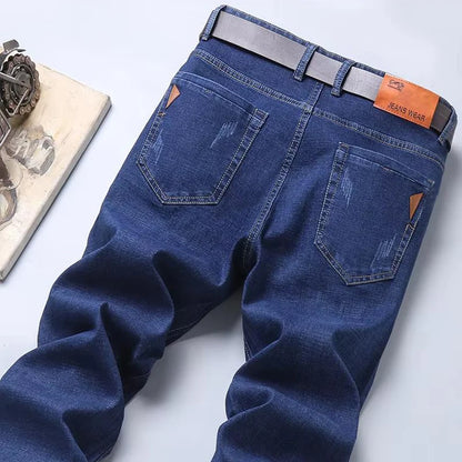 2025 New Business Men's Jeans Casual Comfortable Straight Stretch Fashion Classic Premium Blue Black Denim Pants Large Pants