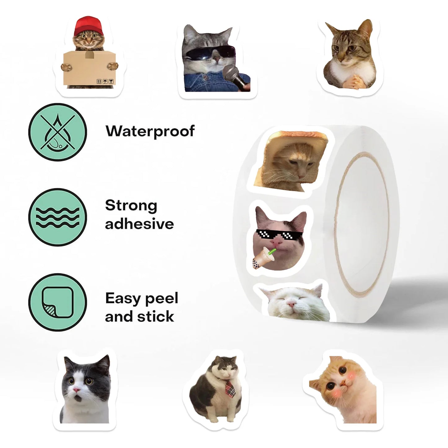 Sealing roll roll sticker 500 sheets/roll cartoon cat sticker school reward sticker classroom decoration encouragement sticker s