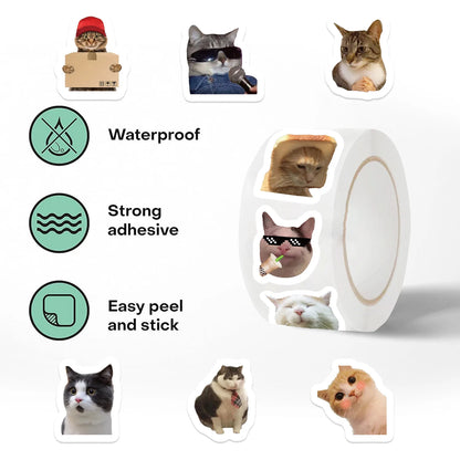 Sealing roll roll sticker 500 sheets/roll cartoon cat sticker school reward sticker classroom decoration encouragement sticker s