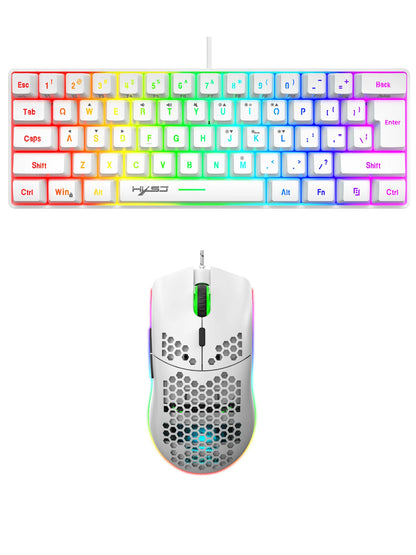 Gaming Keyboard And Mouse Combo,61-key Mini Wired Keyboard RGB Backlit 6400 CPI Mouse, Keyboard And Mouse Gaming For box PC Lapt