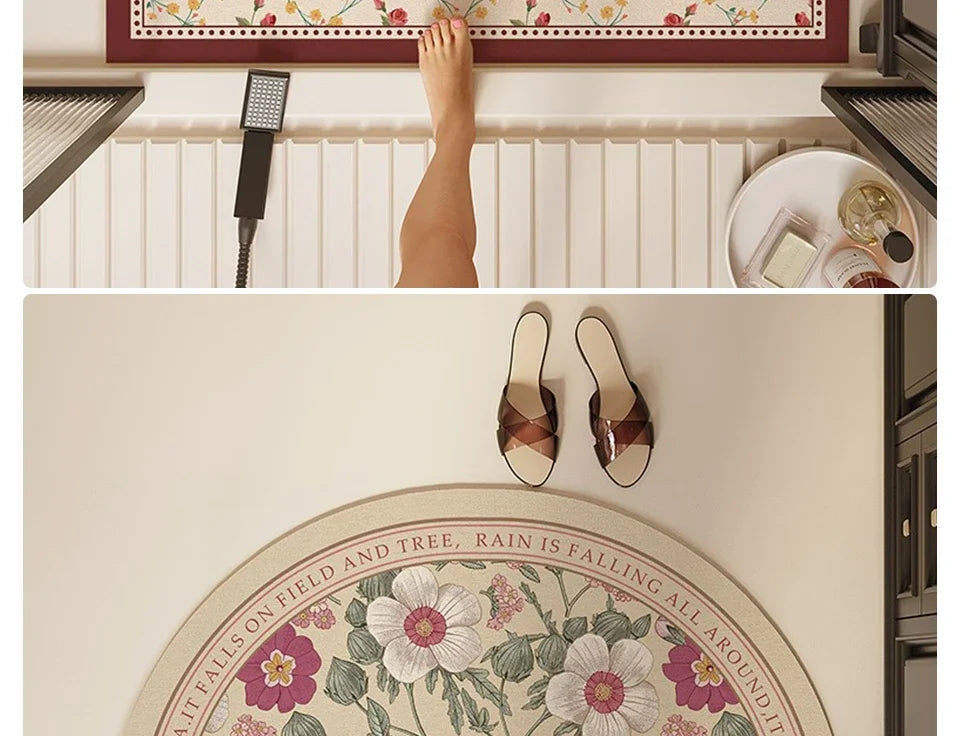 Bathroom Mat Semicircular Rug Absorbent Toilet Carpet Doormat Floor Mats Water-absorbent Soft Washable Bath Non-slip Area Rugs