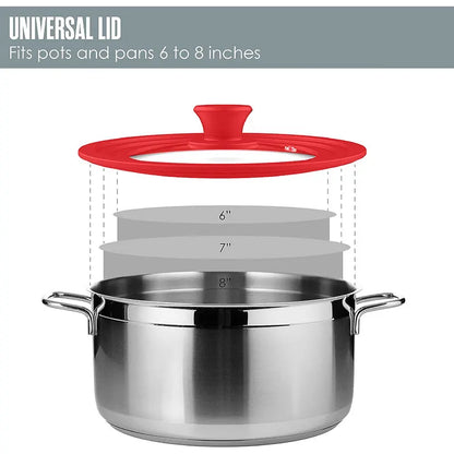 Multifunctional Tempered Glass Pot Lid Silicone Rim Cool Touch Handle Steam Dishwasher Safe Skillet Pan Cover Christmas Gift