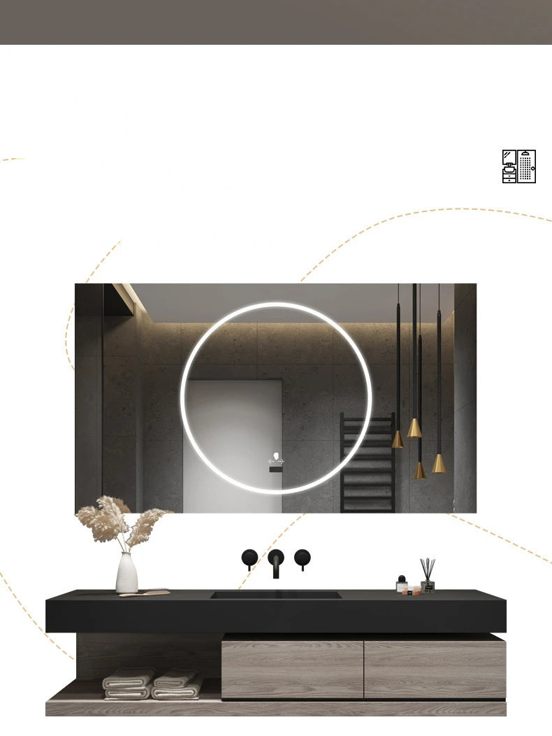 Bathroom Cabinet Smart Mirror Cabinet Slate Ceramic Integrated Washbasin Bathroom Vanity Cabinet with Sink Bathroom Furniture