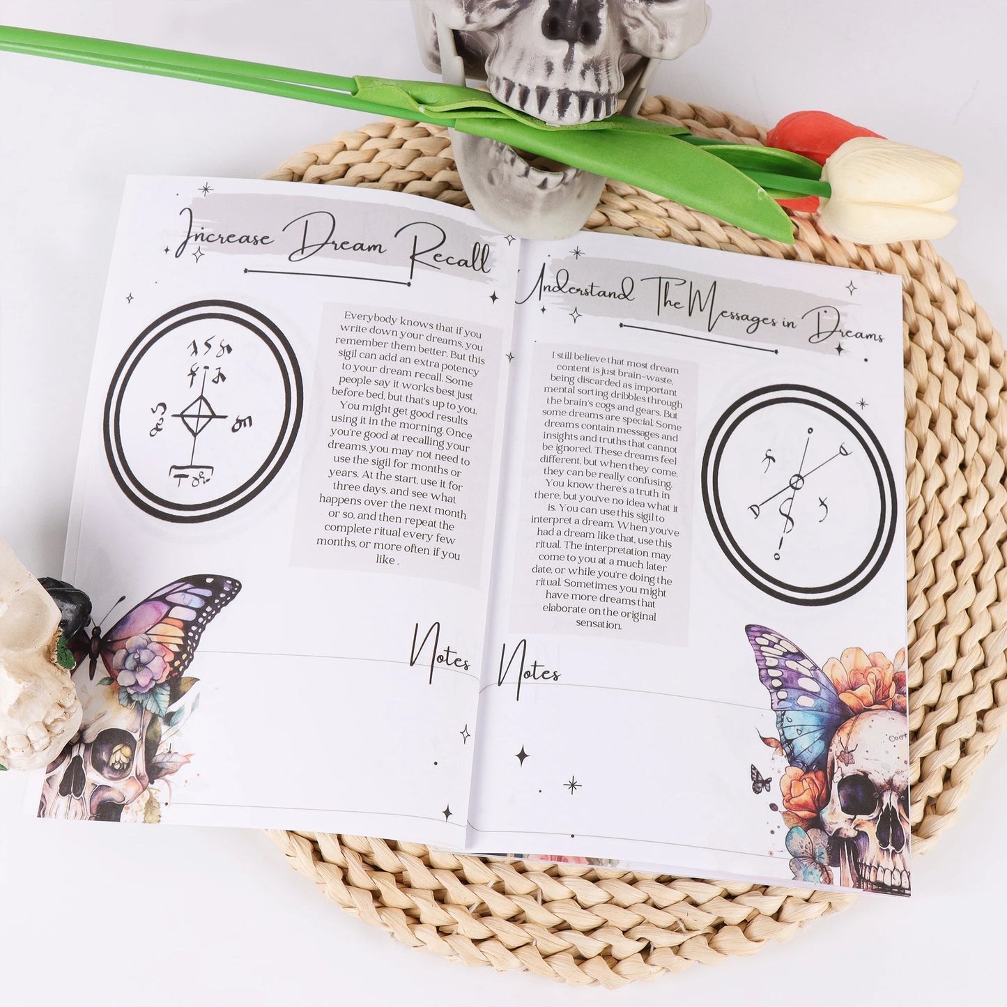 1pc Vintage Occult Grimoire - Sigils & Mystical Symbols Guide, Dark Art Ritual Book with Moons, Pentagrams & Butterfly Design