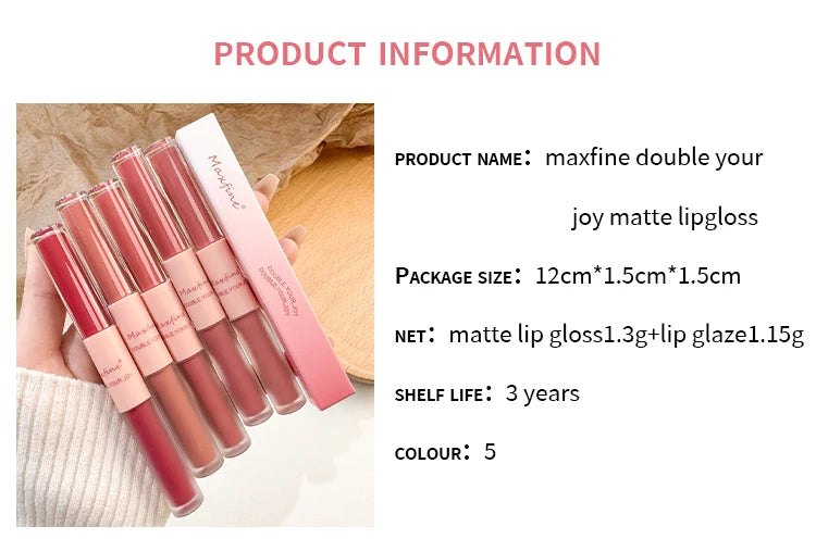 Matte Mirror Double Ended Lip Gloss Velvet Texture And Jelly Texture Moisturizing And Easy To Apply Lip Liquid Lipstick