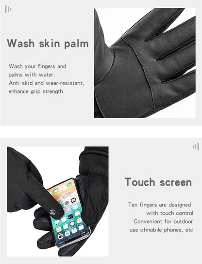 قفازات حرارية شتوية لركوب الدراجات والتزلج والرياضات الخارجية والجري والدراجات النارية وقفازات صوفية تعمل باللمس وقفازات دافئة غير قابلة للانزلاق بأصابع كاملة