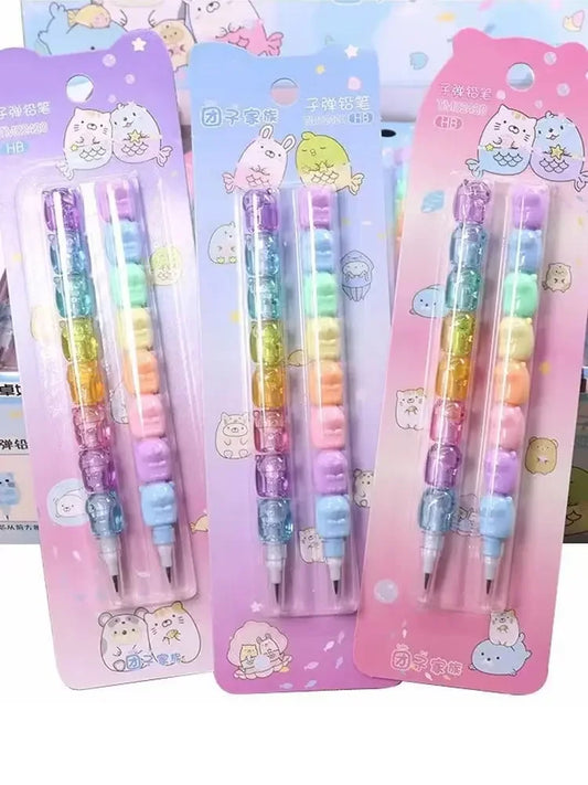 2-Pack Adorable Bear Mechanical Pencils - No-Sharpening Design for School, Office & Gift Giving