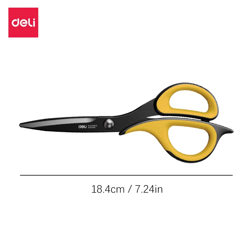 Deli-Stainless Steel Anti-Stick Scissors, Alloy Stationery, School Supplies, Office, Student, DIY, Hand Craft, 184mm