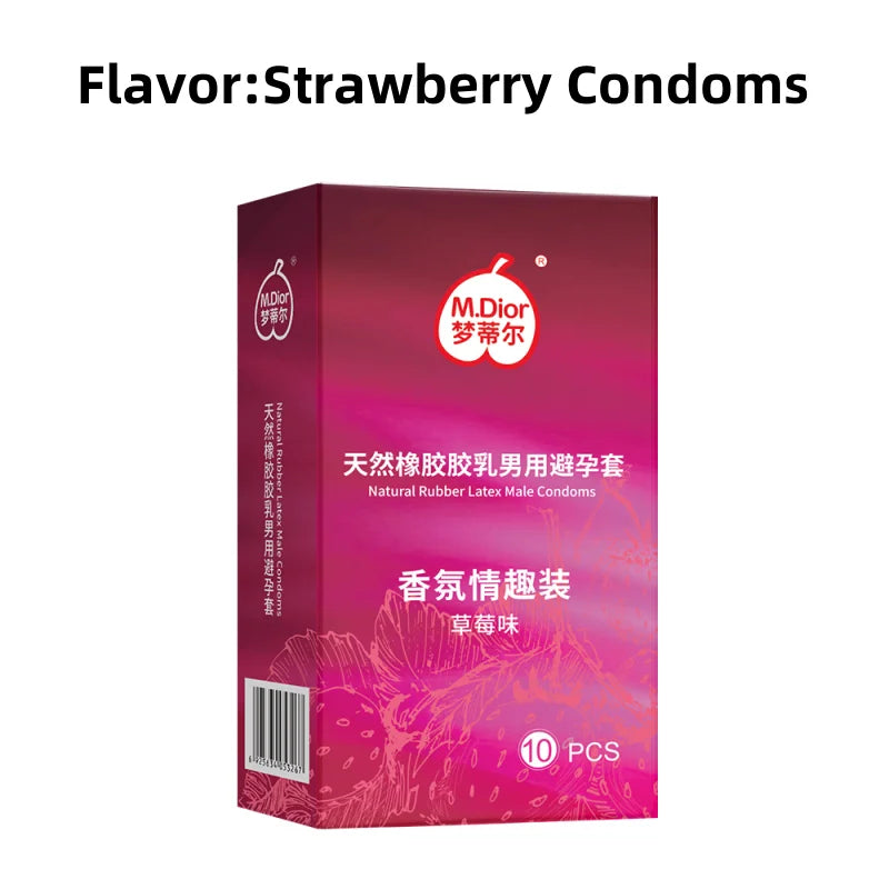 10PCS fruit flavored condoms, safe sex lubricant condoms, male condom, strawberry flavored sexy condoms