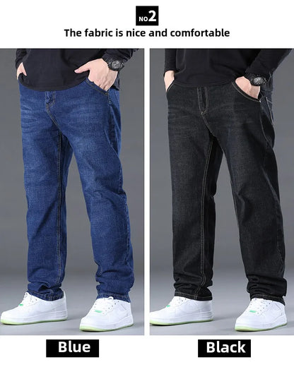 Men Light Luxury Elastic force loose Fit Pants Comfortable Soft Business Fashion ventilate Casual Denim Trousers Male Clothing