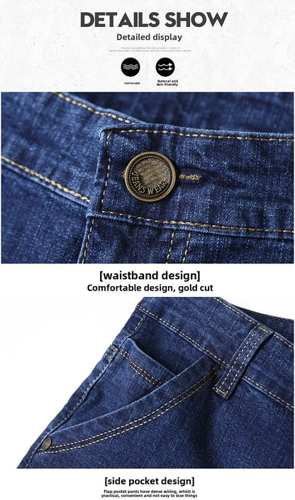 Men Light Luxury Elastic force loose Fit Pants Comfortable Soft Business Fashion ventilate Casual Denim Trousers Male Clothing