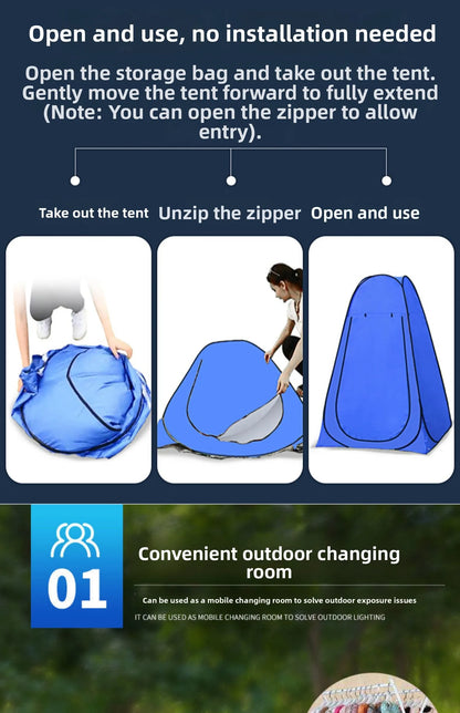 خيمة استحمام خارجية محمولة، خيمة طاقة سميكة، مرحاض متنقل، غرفة تغيير الملابس، عزل حراري، كاميرا، معدات سفر