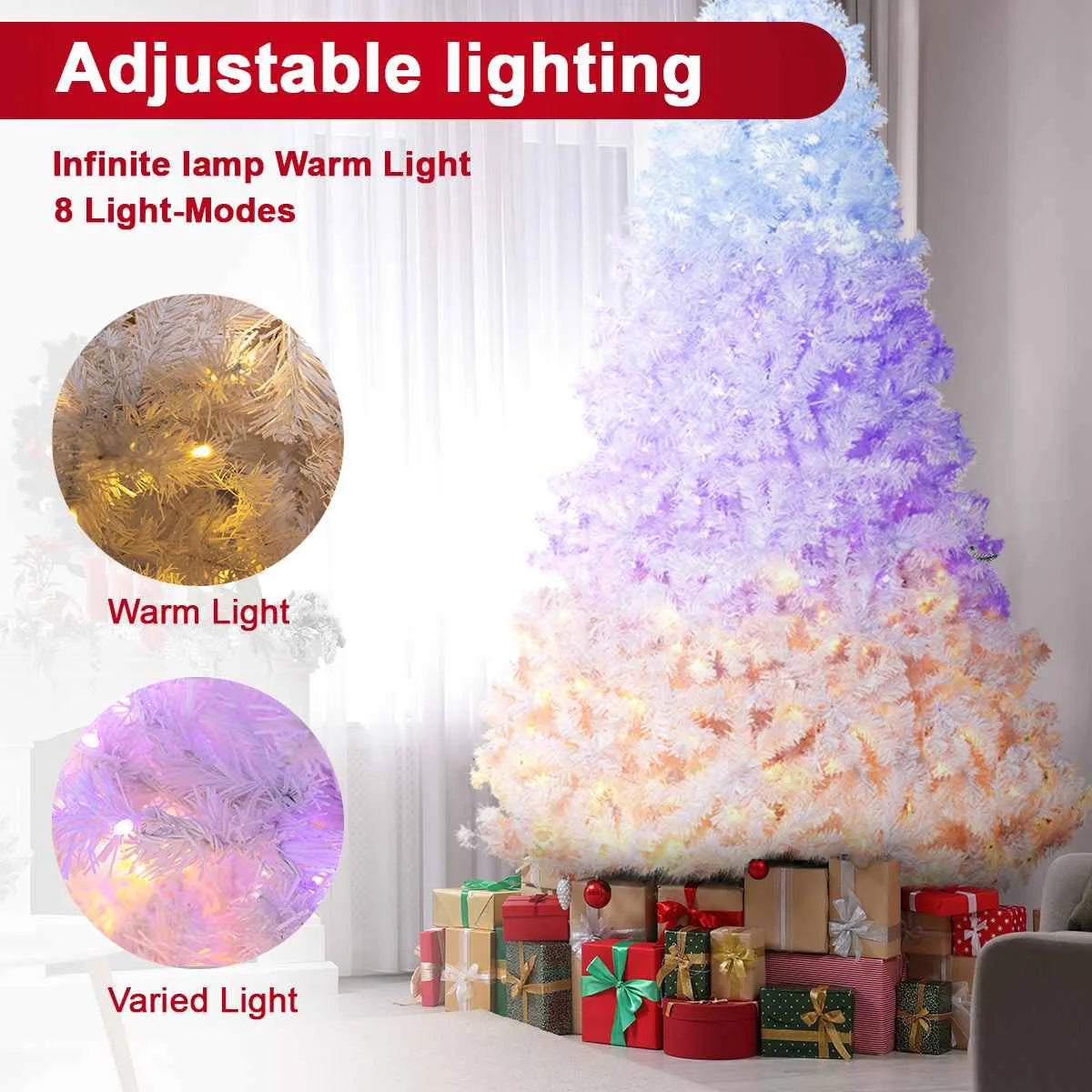 White Christmas Tree Auto Tree Branches Infinite Light 8 Flashing Modes Stereo Wooden Scene Layout Decorations Ornaments Handmad