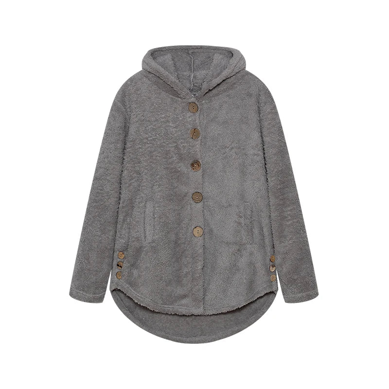 Fashion Trend Autumn and Winter Press-pleated Printed Turn-collar Long-sleeved Shirt Two-piece Furry Coat