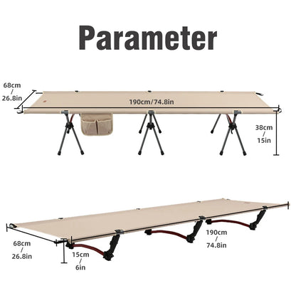 PACOONE Camping Cot  Folding Camping Bed Portable Outdoor Bed Comfortable Sleeping Cots for Adults & Kids Camping, Travel, RV