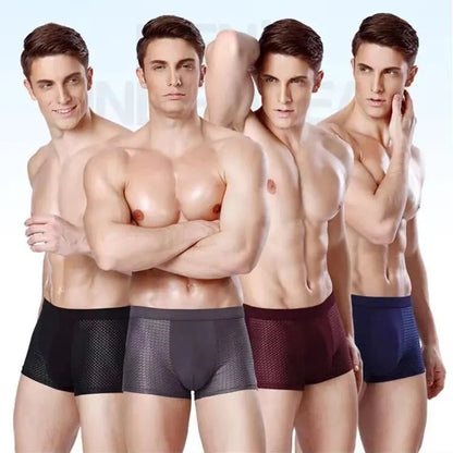 4Pcs/Lot Ice Silk Men's Boxer Pantie Underpant plus Size 4XL Shorts Breathable Underwear Men's Panties Ultrathin Shorts Trunk