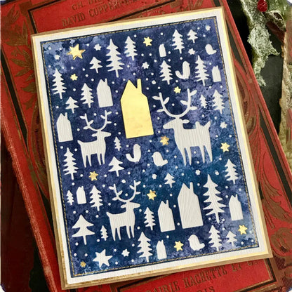 Christmas Tree Reindeer Star Doodle Background Metal Cutting Dies for DIY Scrapbook Christmas Paper Card Decoration Paper Craft