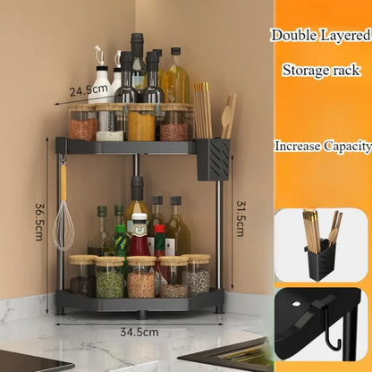 Kitchen Seasoning Shelf Spice Countertop Corner Stands Easy To Clean Space Saving Chopstick Organizer Housewear & Furnishings