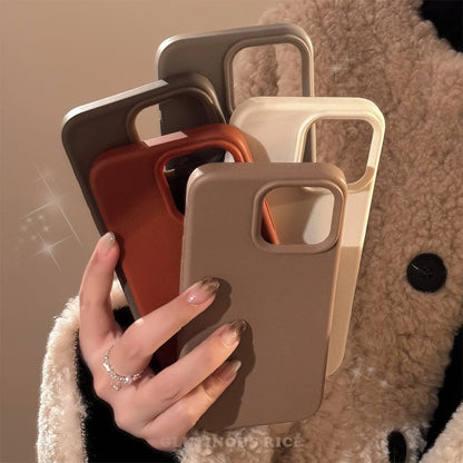 Minimalist Brown Gray Cream White Phone Cases for iPhone 16 Plus Pro Max 15 14 13 12 11 Winter Style Protective Phone Covers