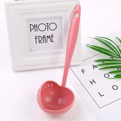 Kitchen Strainer, Solid Color Cooking Colander, Long Handle Soup Spoon, Plastic Kitchen Scoop, Hot Tableware