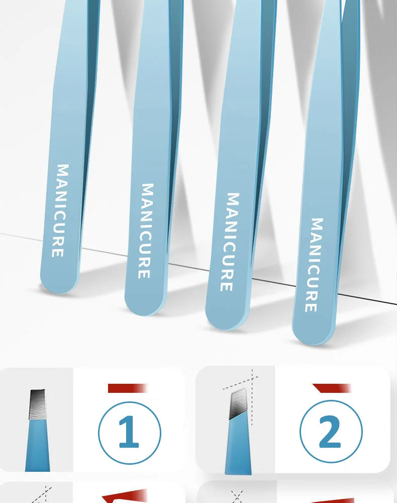 Eyebrow Tweezer Colorful Hair Beauty Fine Hairs Puller Stainless Steel Slanted Eye Brow Clips Removal Makeup Tools