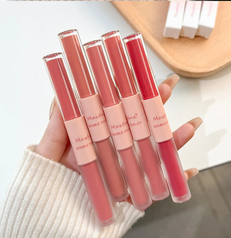 Matte Mirror Double Ended Lip Gloss Velvet Texture And Jelly Texture Moisturizing And Easy To Apply Lip Liquid Lipstick