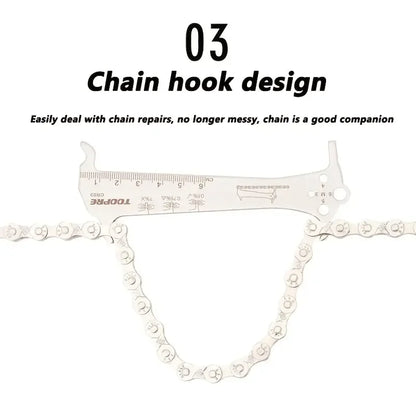 Bicycle Chain Wear Indicator Ruler Repair Tool Stainless Steel Mountain Road Bike Chain Gauge Measurement Checker Screw Diameter