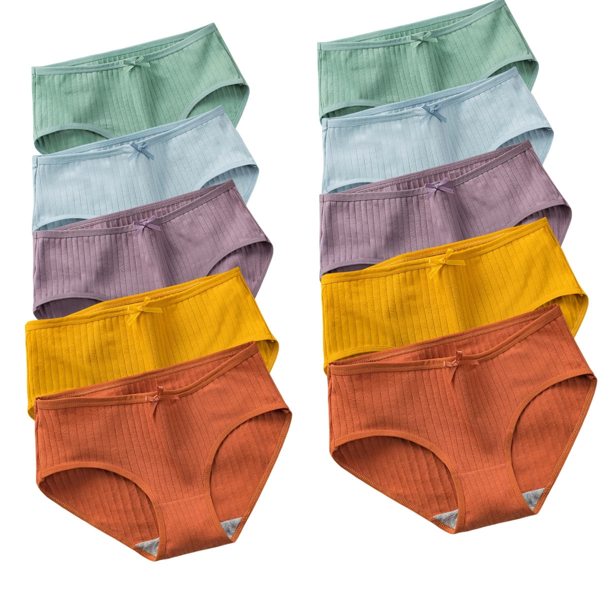 10Pcs/Set Women's Cotton Panties Low Waist Solid Color Briefs Breathable Sexy Lingerie Soft Underwear Female Underpants