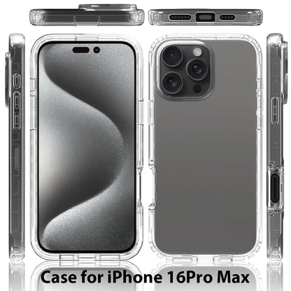Full Coverage Case for iPhone 16 Pro Max iPhone16 16Plus 16Pro Funda Transparent TPU/PC 360 Degree Armor Shockproof Phone Cover