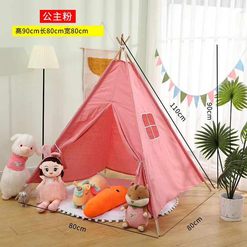 Kids Tent Teepee Tent For Children Portable Tipi Infantil House For Girl Cabana Boy Tents Decoration Carpet LED Lights