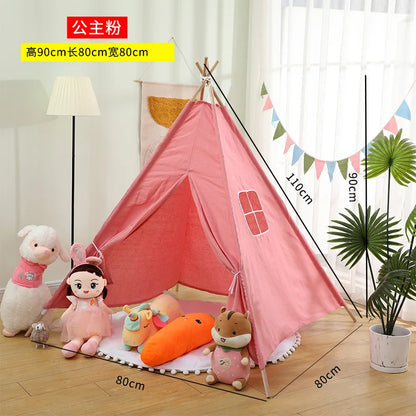 Kids Tent Teepee Tent For Children Portable Tipi Infantil House For Girl Cabana Boy Tents Decoration Carpet LED Lights