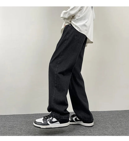 2025 New Men's Jeans | Korean Euro US Style | Straight & Wide Leg Denim Pants | Trendy Solid Color & Black Design
