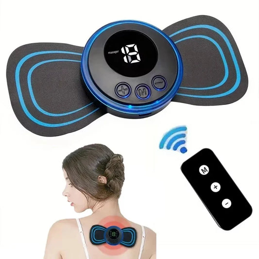 Electric EMS Neck & Back Massager – Mini Cervical Stimulator Gel Pad with Slim Design & Portable Relief Mat