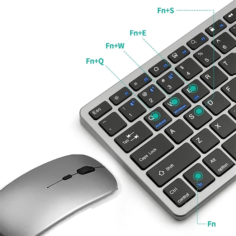 Bluetooth 5.0 &2.4G Wireless Keyboard and Mouse Combo Mini Multimedia Keyboard Mouse for Computer Laptop PC iPad Macbook Android